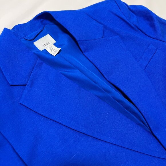 H&M Single-breasted Linen-blend Blazer- royal Blue- S - Picture 2 of 8